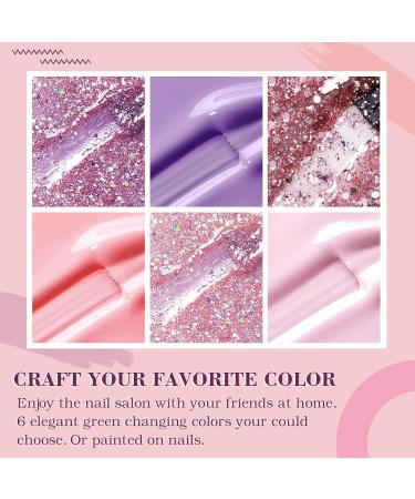Gel Nail Polish Set - 6 Glitter Shades for DIY Nail Art | Soak Off UV/LED | Valentine's Day Gift - Buy Online on GoSupps.com