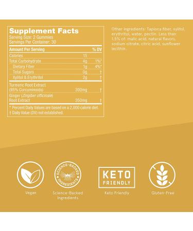 Sugar-Free Peach Ginger Turmeric Gummies - 60 Count | Keto-Friendly Supplement for Joint & Inflammation Support - Buy Online on GoSupps.com