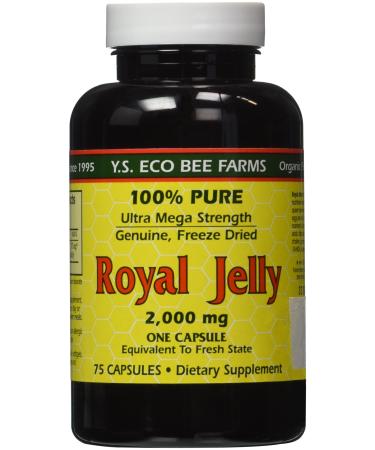 Y.S. Eco Bee Farms Royal Jelly 100% Pure 2000 mg 75 Capsules