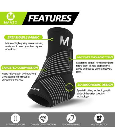 Maazo Ankle Brace for Women Men Youth - Sprained Ankle Support, Plantar Fasciitis Relief, Heel Pain Relief - Medium Size - Buy Online on GoSupps.com