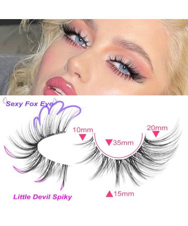 Newcally Manga Fox Eye False Mink Lashes - Spiky Cat Eye Cosplay Fake Eyelashes 7 Pairs - Buy Online on GoSupps.com