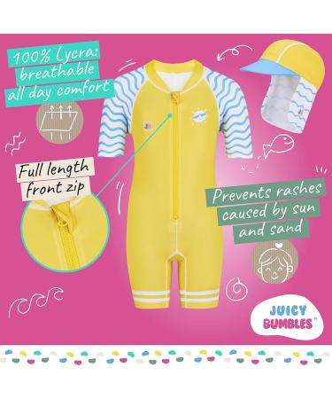 Juicy Bumbles Baby Swimsuit - One Piece Toddler Swimming Costume - Short Sleeve Boys and Girls Swimsuit (6 Months - 5 Years) - Buy Online on GoSupps.com