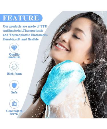 4 Pcs Honeycomb Exfoliating Scrubber Set - Bath Mitt, Facial Sponges, Body Scrubber, Face Exfoliator - Blue & Purple - Buy Online on GoSupps.com