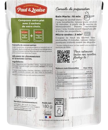 Paul & Louise Envie Du Jour Gourmet Leguminous Vegetables 180 g Microwavable Bag Ready in 2 Minutes to Combine with Our Multi - Buy Online on GoSupps.com