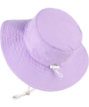 LANGZHEN Baby Girls Adjustable Sun Protection Hat | Wide Brim Toddler Kids Play Hat with Chin Strap - Light Purple XL - Buy Online on GoSupps.com
