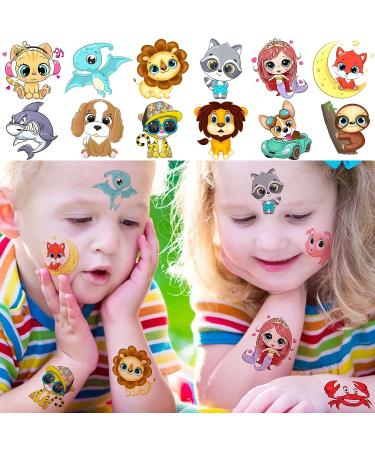 Yezunir 50 PCS 3D Cute Animals Temporary Tattoos for Kids - Cartoon Animals Lion, Dog, Cat Zoo Fake Tattoo Sticker Set for Children's Birthday & Teens Party Favors - Buy Online on GoSupps.com