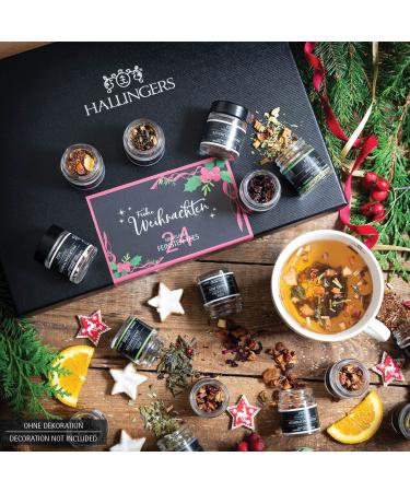 Hallingers Merry Christmas Tea Gift Set - 24 Vegan Varieties in Screw Glasses | Perfect for Mother's Day & Father's Day | Unique Advent Tea Collection - Buy Online on GoSupps.com