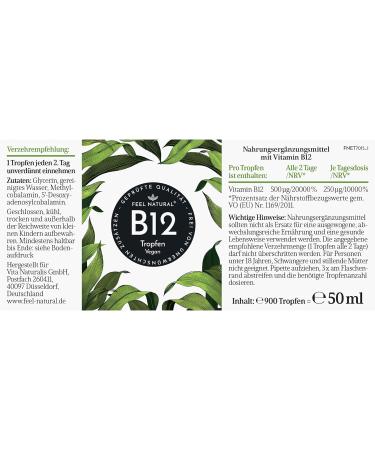 High-Dose Vegan Vitamin B12 - 50 ml (900 Drops) - 500 g/Drop - Methyl & Adenosylcobalamin - Lab-Tested Additive-Free Made in Germany - Buy Online on GoSupps.com
