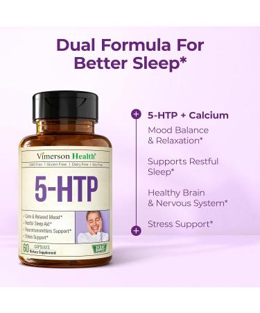5HTP Serotonin Supplements for Women & Men. Sleep Aid & Occasional Stress Support - 5 HTP Plus Supplement 200 mg with Calcium for Sleep Calm Mood & Neurotransmitter Support. 60 Capsules made in USA 60 Count (Pack of 1) - Buy Online on GoSupps.com