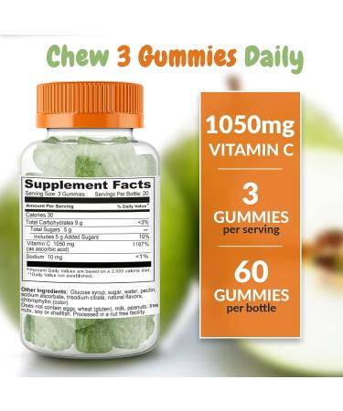 Vitamin C Immune Plus Support Booster Gummies | Daily Dietary Supplement | Natural Yummy Sour Apple Flavor Gummy | Vegan Plant Based Pectin - for Adult Men Woman Teens & Kids 1 - Buy Online on GoSupps.com
