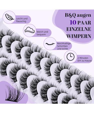 Buy False Eyelashes P02 B & Q - 10 Pairs Cat Eye Fluffy Cluster Lashes | Natural DIY Lash Extensions - Buy Online on GoSupps.com