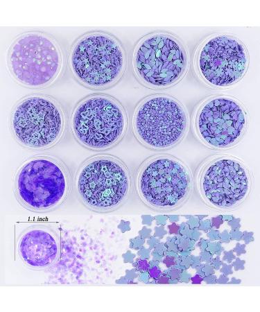 Chunky Glitter Sequins Kit - Butterfly Heart Hexagon Sparkle Nail Art Decoration in Purple for Makeup & Crafts | AddFavor - Buy Online on GoSupps.com