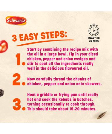 Schwartz x Nadiya Kicking Chicken Kebabs Recipe Mix 25g - Buy Online on GoSupps.com