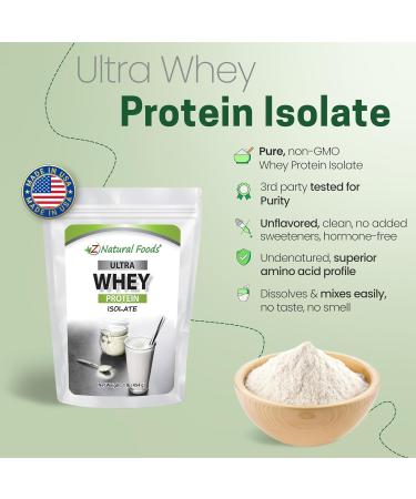 Whey Protein Isolate - Unflavored - Made in USA - Hormone-Free, Unsweetened, Non-GMO, Kosher, Gluten-Free - 1 lb - Ideal for Smoothies, Shakes, Drinks, Recipes - Buy Online on GoSupps.com