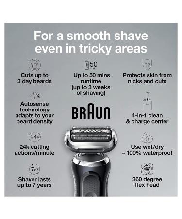 Braun Series 7 7085cc Electric Razor for Men | 360 Flex Head Shaver with Beard Trimmer | Wet & Dry | Rechargeable | SmartCare Center & Travel Case - Buy Online on GoSupps.com