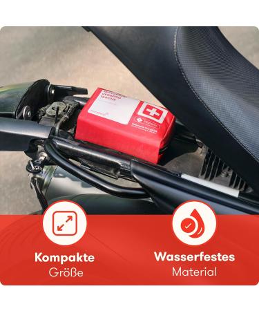 Purahelp Motorcycle First Aid Set 2024 | DIN 13167 STVO Compliant | Mini Pocket Kit with Warning Vest & Ventilation Cloth | International Shipping Available - Buy Online on GoSupps.com