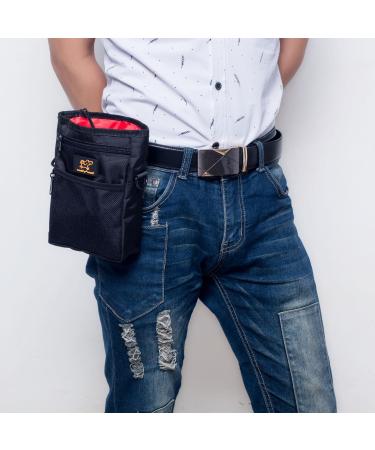 Dog Food Bag with Treat Pouch & Travel Bowl | Adjustable Waist Belt | Dog Training Clicker | Black - Buy Online on GoSupps.com
