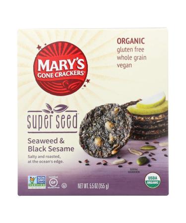 Mary's Gone Crackers Super Seed Seaweed & Black Sesame, 5.5 oz, (6-Pack, 6 x 5.5 oz. box)