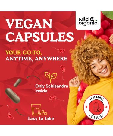 Wild & Organic Schisandra Berry Capsules 1000 mg - Mood & Relaxation Support - Schisandra Powder Extract Supplement - Vegan No Fillers Non-GMO - 120 Count 120 Count (Pack of 1) - Buy Online on GoSupps.com