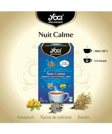 Yogi Organic Calm Night 100% Organic Honeybush Valerian and Rooibos Infusion 15 Heat-sealed and Staple-free Sachets 27g - Buy Online on GoSupps.com
