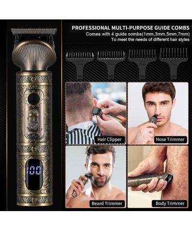 Professional 6-in-1 Hair Clippers & Beard Trimmer Kit for Men - T-Blade Nose Trimmer & Shaver - Gray - Buy Online on GoSupps.com