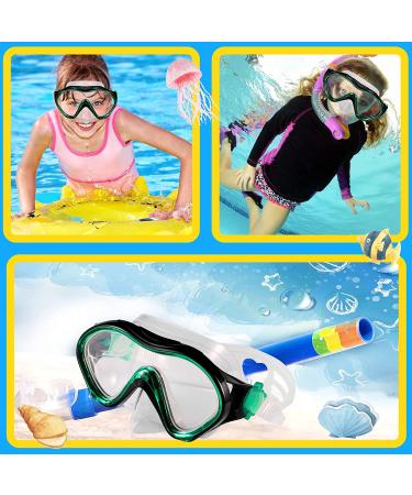 Kids Swim Mask with Nose Cover | Snorkel Diving Mask for Scuba Snorkeling | Anti-Fog Lens | Waterproof Socket | 180 View Angle | Black/Green - Buy Online on GoSupps.com