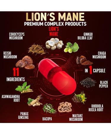 Zolotus 2 Packs 90 Capsules Lions Mane Mushroom Supplement 6 Month Supply with Cordeyceps Reishi Ashwagandha Focus Memory and Brain Support Supplement Immune Support Energy Pills - Buy Online on GoSupps.com