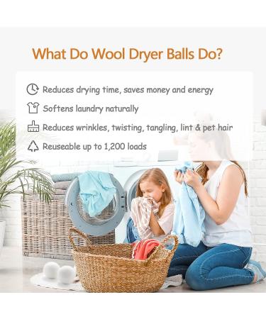 Woolly Molly XL 6-Pack Organic Wool Dryer Balls New Zealand Wool, 1200 Loads, Energy & Time Saver, Fabric Softener, Anti-Static, Lint Free - Buy Online on GoSupps.com