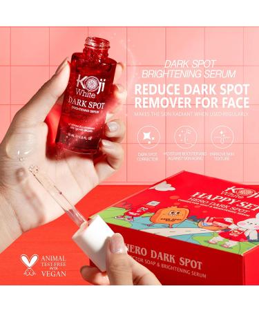 Koji White Facial Skin Care Set - Dark Spot Corrector Soap & Brightening Serum with Kojic Acid Niacinamide & Vitamin C - Vegan Moisturizer - Buy Online on GoSupps.com
