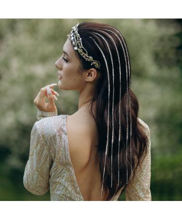 ORYOUGO 5 Piece Rhinestone Hair Chains - Punk Tassel Hair Clips with Bling Crystal Hair Extension - 20in Silver Headwear for Women Girls - Buy Online on GoSupps.com