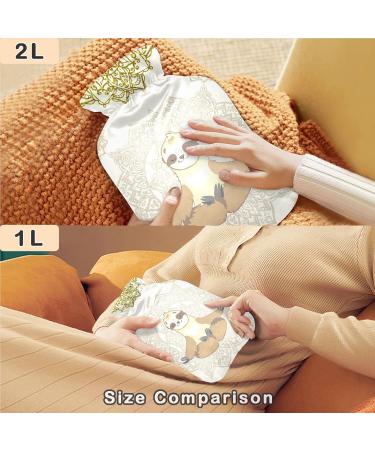 NAANLE 2L Sloth Yoga Hot Water Bottle with Lid - Large Transparent Bottle for Pain Relief & Heat Therapy - Buy Online on GoSupps.com