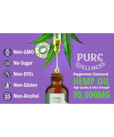 Organic Hemp Seed Oil - Peppermint Flavor 30 000 mg High Potency | Natural Pain Relief Sleep Aid & Relaxation | Non-GMO Vegan | 4 Oz - 4-Pack - Buy Online on GoSupps.com