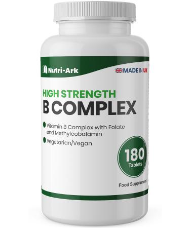High Strength Vitamin B Complex 180 Tablets with Methylcobalamin 100mcg and Folic Acid as Folate 200mcg Suitable for Vegetarians & Vegans