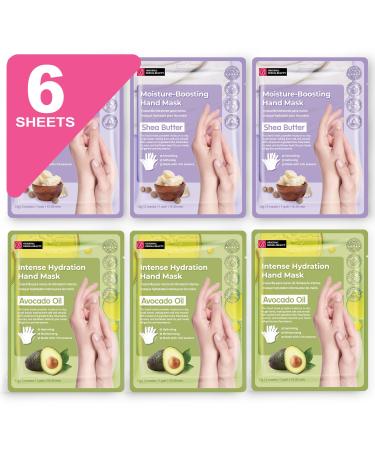 Original Derma Beauty Hand Mask 6 Pairs Moisture-Boosting Shea Butter + Intense Hydration Avocado Hand Moisturizing Mask Gloves (Assort #2) Hand Care Soothing Gloves Hand Repair Gloves