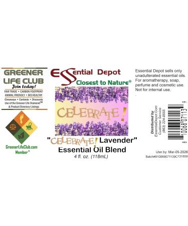 Celebrate! Lavender Essential Oil Blend - 4 oz | GC/MS Tested | Skin Safe | Amber Glass Bottle - International Shipping - Buy Online on GoSupps.com