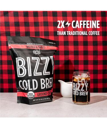 Bizzy Organic Cold Brew Coffee - Smooth & Sweet Blend - Coarse Ground & Micro Sifted - Specialty Grade 100% Arabica - 2 LB - Buy Online on GoSupps.com