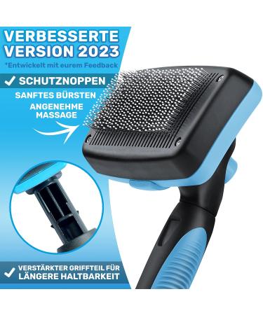 Bluepet Dog & Cat Brush for Long-Haired Pets - Undercoat & Knot Dematter Tool - 2023 Model with Cleaning Button - Ideal for Daily Use - Buy Online on GoSupps.com