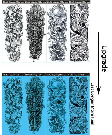 DaLin 4 Sheets Extra Large Full Arm Temporary Tattoos - Set 9 - Buy Online on GoSupps.com