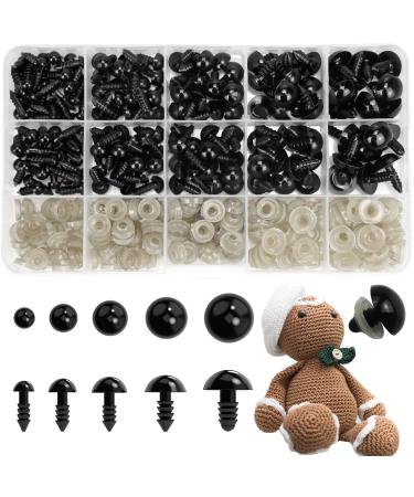 EuCarlos Plastic Safety Eyes for Amigurumi, 240PCS 6mm - 14mm Black Solid  Craft Doll Eyes with Washers for Crafts, Crochet Toy and Stuffe