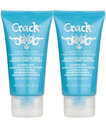 CRACK HAIR FIX Styling Creme - Multi-Tasking Anti-Frizz Leave-In Styling Aid With Protection from Humidity Chlorine Heat Treatments & Sun ( 1.25 Oz / 57 Milliliter - PACK OF TWO)