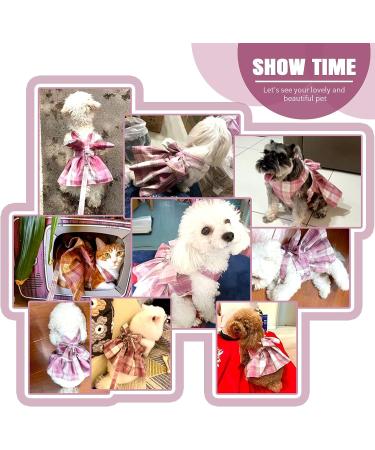 PETCARE Plaid Dog Dress Bow Tie Harness Leash Set | Small Dogs & Cats | Princess Puppy Outfit | Chihuahua Yorkies | Spring Summer Clothes | Pink (Suggested 3-5 lbs) - Buy Online on GoSupps.com