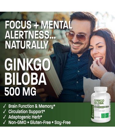 Bronson Ginkgo Biloba 500mg Extra Strength - 120 Vegetarian Capsules for Brain Function & Memory Support - Buy Online on GoSupps.com