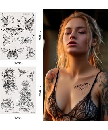 37 Sheets Black Flower & Butterfly Temporary Tattoos Waterproof Long-Lasting Body Art Stickers Fake Tattoos For Women Girls - Buy Online on GoSupps.com