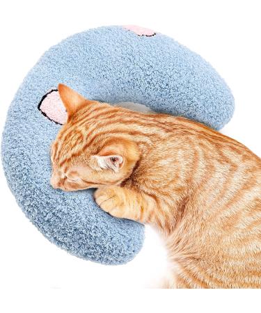 Ultra Soft Fluffy Cat Pillow - Calming Toy for Deep Sleep and Joint Relief - Machine Washable Half Donut Cuddler in Blue - Buy Online on GoSupps.com