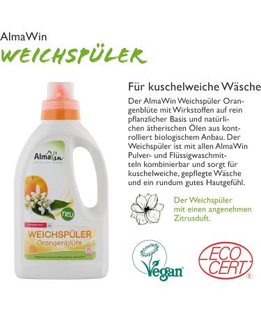 Almawin KO Fabric Softener - Orange Blossom 750ml | Vegan Essential Oils 30 Wash Loads Fresh Orange Scent - Buy Online on GoSupps.com