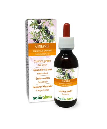 Common juniper (Juniperus communis) Gemmo-derived alcohol-free from fresh buds Naturalma - Liquid extract drops 120 ml - Dietary supplement - Vegan or vegan