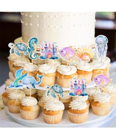 32 Pack Mermaid Cupcake Toppers Under The Sea Octopus Starfish Mermaid Tail Cupcake Picks Jellyfish Seahorse Coral Cupcake Decorations for Baby Shower Under The Sea Party Birthday Cake Decorations - Buy Online on GoSupps.com
