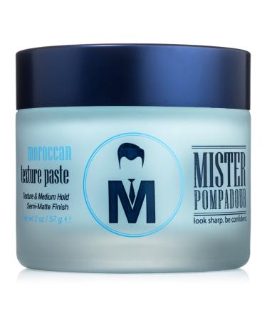 Mister Pompadour Moroccan Texture Paste | Semi Matte Pomade for Men | Texture and Hold for Styling Straight  Thick  or Curly Hair | Natural Ingredients | Better Than Hair Gel | 2 Oz