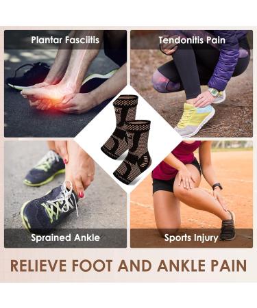 Copper Ankle Brace Copper Infused Ankle Support Compression Sleeve for Foot Pain Relief Plantar Fasciitis Sprained Ankle Achilles Tendonitis Open Toe Compression Socks for Men Women(M) - Buy Online on GoSupps.com