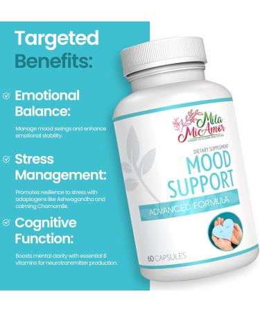 Mila Miamor Mood Support Supplement Ashwagandha St. John s Wort Chamomile & B Vitamins for Stress Relief Emotional Balance & Relaxation Scientifically Backed Formula 60 Capsules - Buy Online on GoSupps.com